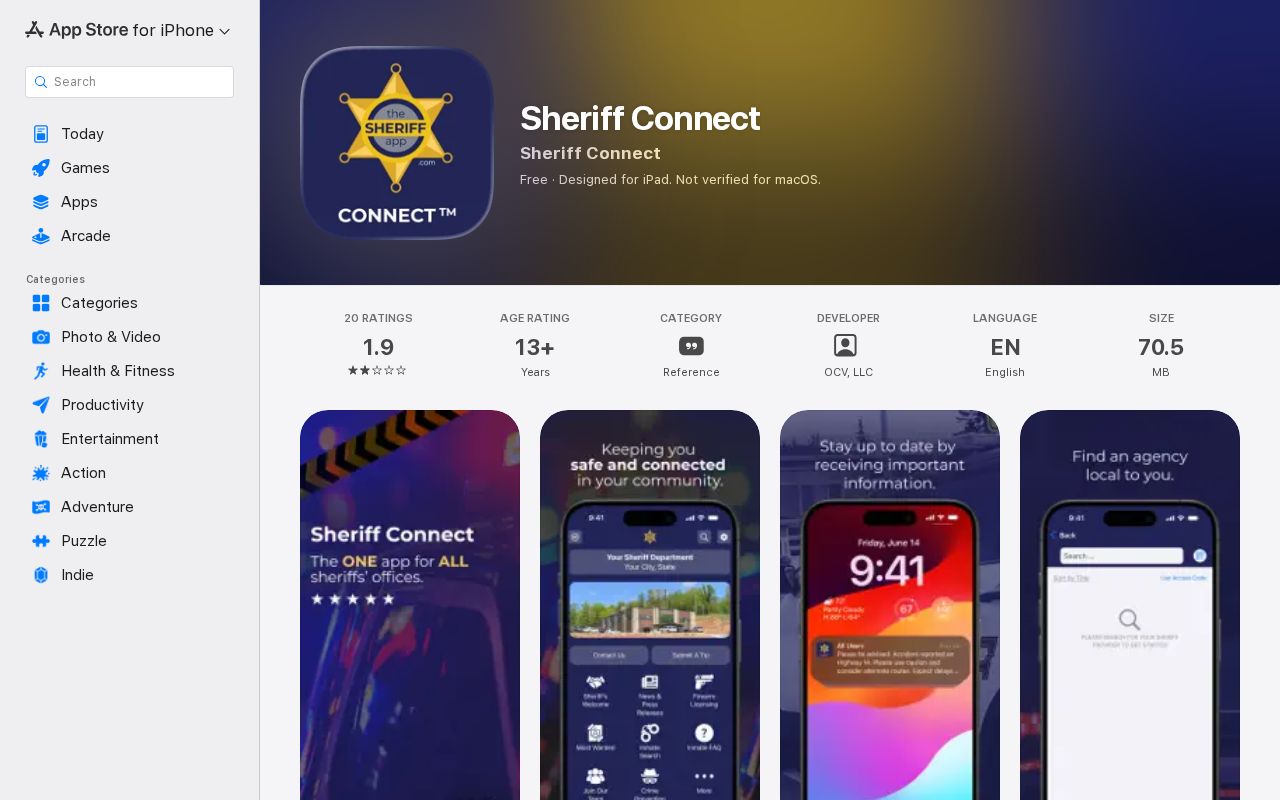 Official Sheriff Connect app used by Rush County Kansas for possible jail photo access