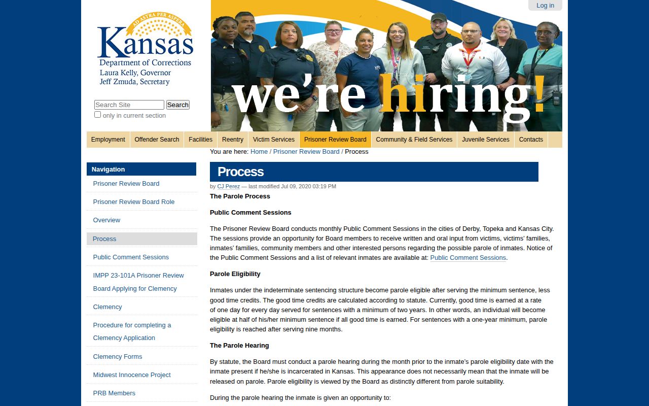 Kansas Prisoner Review Board process for Rush County parole records
